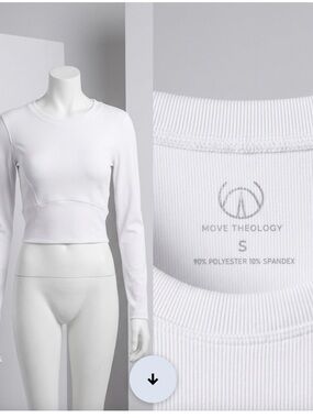 Move Theology Women's White Ribbed Long-Sleeve Crop Top